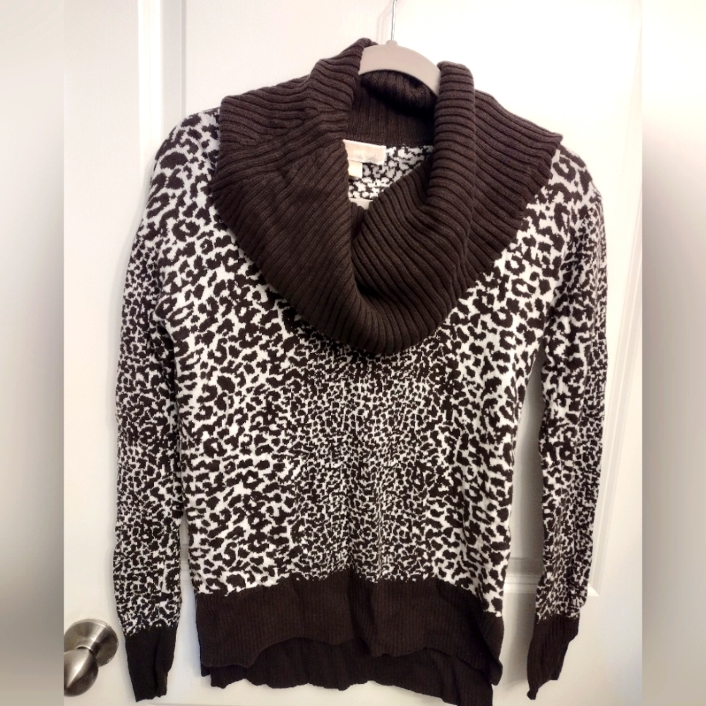 Michael kors Brown and White Cowl Neck Sweater